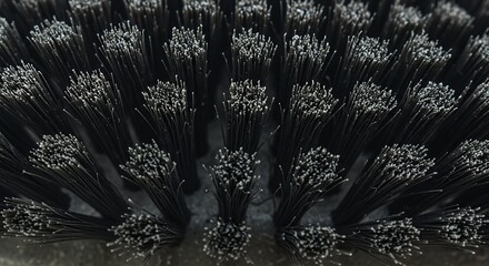 Close-up View of Bristles: A Detailed Macro Photograph of a Black Brush