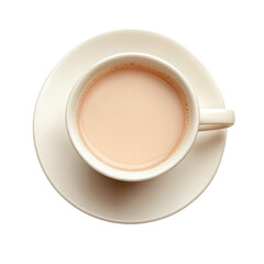 Cup of Milk Tea on Saucer Isolated on Transparent Background
