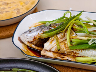 Steamed Fish with Green Onions