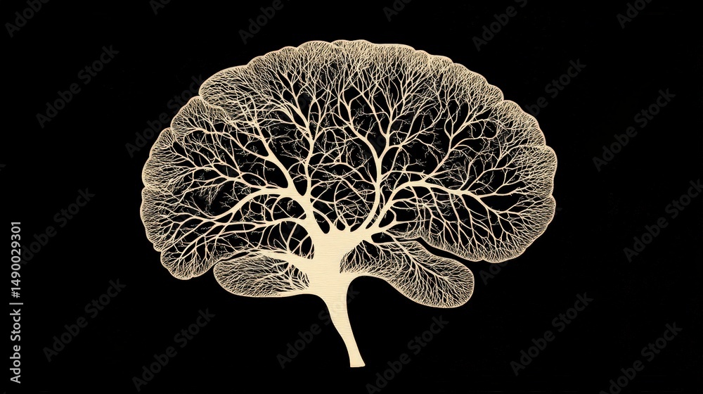 Poster illustrate a brain icon that forms a network of interconnected pathways, symbolizing the complex nat