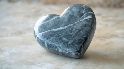 Fototapeta premium Stone Heart: Handmade Carved Grey Heart-Shaped Rock