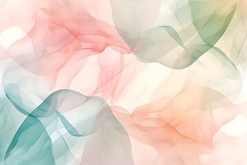 Abstract Pastel Hues: Flowing Fabric Textures in Soft Coral, Mint, and Cream Shades, Creating a Dreamy, Serene Atmosphere; Elegant Swirls Dance Gracefully Across the Canvas, Evoking Feelings of Calm a