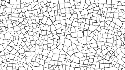 Fine cracks in the coating on the metal surface, Crackle paint overlay. Vector black and white grunge pattern made from natural oil paint crackle.