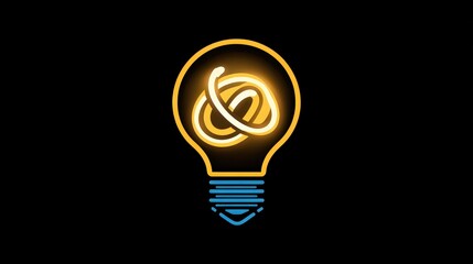 Illustrate a light bulb icon with a glowing infinity symbol inside, representing endless possibilities and limitless imagination.