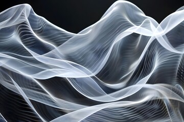 Abstract Waves Flowing Dynamically Across a Dark Background, Creating an Elegant and Evocative Visual Experience with Intricate Details and Smooth Transitions, Showcasing the Beauty of Motion and Form