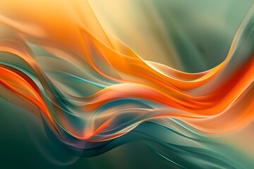 Abstract Orange and Teal Waves Flowing Dynamically Across the Screen, Creating a Soothing Visual Experience with Vibrant Hues and Smooth Transitions, Evoking Feelings of Serenity and Tranquility.  A M