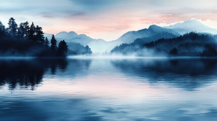 Fototapeta premium A serene lake with mountains in the background