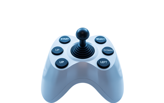 White joystick game controller isolated on transparent background - Powered by Adobe