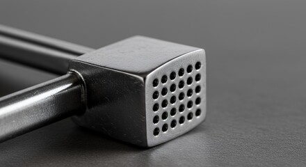 Close-up of a Stainless Steel Garlic Press, Kitchen Utensil Detail