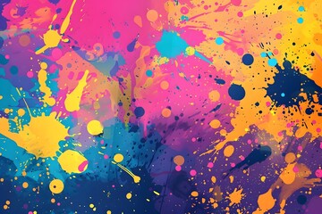 Vibrant Color Splashes: An Abstract Expression of Bold Hues and Dynamic Energy, Featuring a Kaleidoscope of Paint Explosions in a Stunning Visual Symphony.