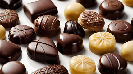 Fototapeta premium chocolate candies on white background