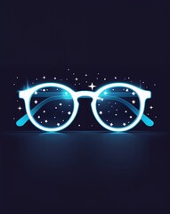 Star glasses glowing in the dark on plain dark background