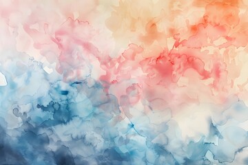 Abstract Watercolor Painting:  Blending Blue and Pink Hues for a Dreamy, Serene Aesthetic, Evoking Tranquility and Calm, Ideal for Relaxation and Meditation.