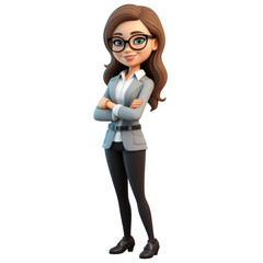 Cartoon woman standing with arms crossed