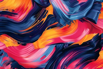 Vibrant Hues Dance: Abstract Swirls of Pink, Orange, and Blue Paint Create a Dynamic and Evocative Visual Masterpiece, Exploring the Expressive Power of Color and Form in Abstract Art.