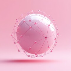 Pink sphere with a network of translucent lines.