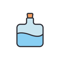 Minimalist Depiction Of A Glass Bottle With Light Blue Liquid