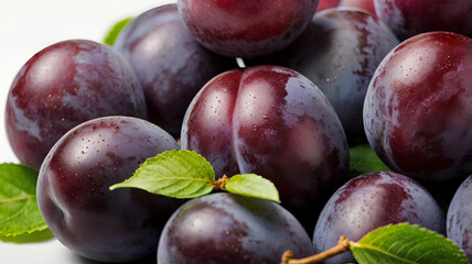 Fototapeta premium fresh plums on a white background
