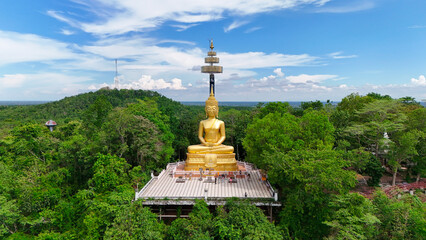 Buriram's Pride. Phra Suphattharabophit and the Stunning Landscape of Khao Kradong, buddha statue in thailand.