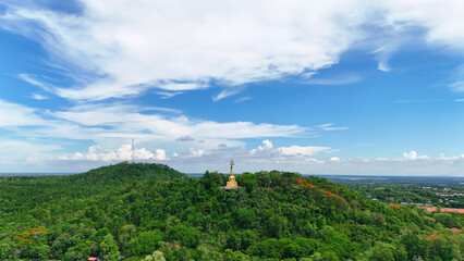 Buriram's Pride. Phra Suphattharabophit and the Stunning Landscape of Khao Kradong, buddha statue in thailand.