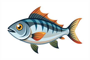 Colorful Striped Fish Cartoon Illustration