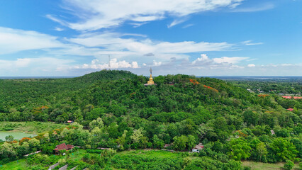 Buriram's Pride. Phra Suphattharabophit and the Stunning Landscape of Khao Kradong, buddha statue in thailand.