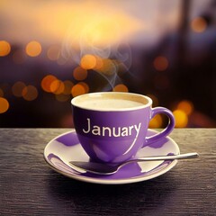 Obraz premium January Cup & Saucer: A Timeless Symbol of Warmth, Elegance, and Comfort for the First Month of the Year