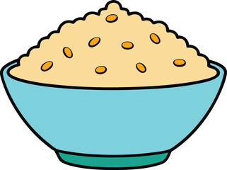 Fried Rice on White Background Cartoon Vector Illustration