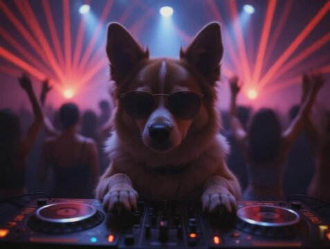 dog dj at the party