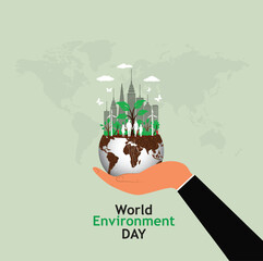 World Environment Day Concept. animal in forest concept. Template for background, banner, card, poster. vector illustration.