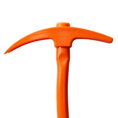 Orange plastic pickaxe tool isolated on transparent background