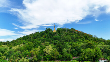 Buriram's Pride. Phra Suphattharabophit and the Stunning Landscape of Khao Kradong, buddha statue in thailand.