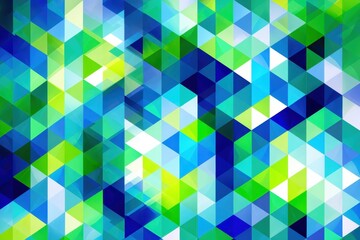 A high-contrast neon blue and green abstract geometric pattern, isolated on clean white background
