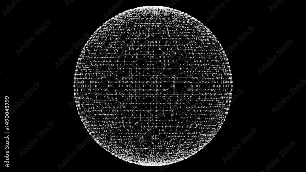 Aufkleber Rotating sphere element. Plexus style connecting lines and dots. Seamless loop