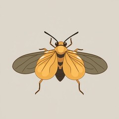 Cartoon style illustration of a yellow bee with wings beast insects