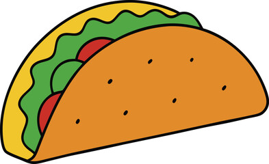 Beef Tacos on White Background Cartoon Vector Illustration