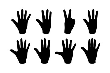 Fototapeta premium set of hand gestures black silhouette vector illustration