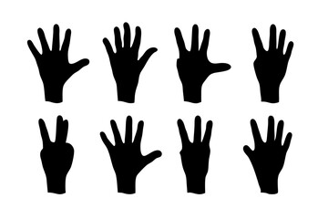 Fototapeta premium set of hand gestures black silhouette vector illustration