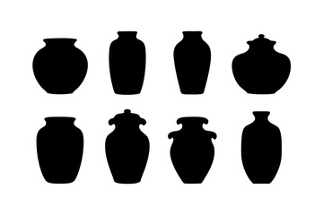 set of jar containers black silhouette vector illustration