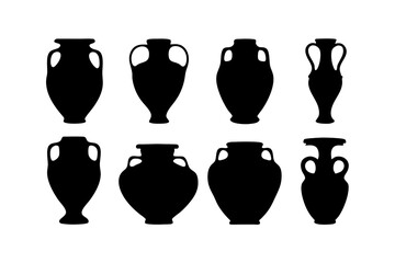 set of jar containers black silhouette vector illustration