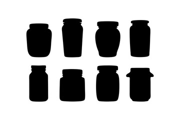 set of jar containers black silhouette vector illustration