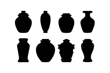 set of jar containers black silhouette vector illustration