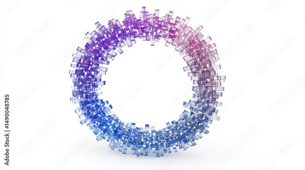 Fototapete colorful, abstract circular frame design with many small shapes.
