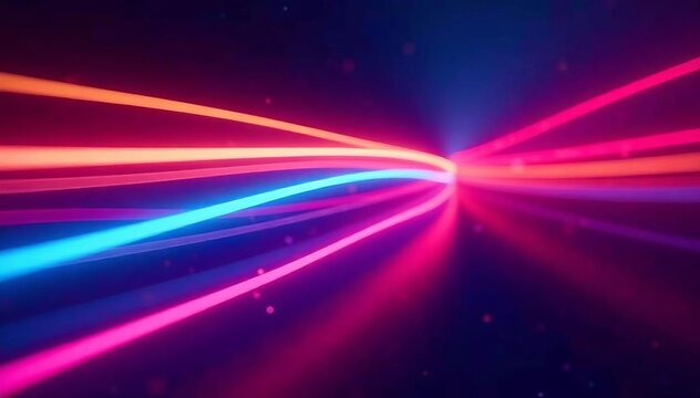 Vibrant neon light streaks on dark background, vibrant, colorful, light rays - Powered by Adobe