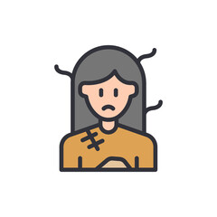 Cartoonish Depiction Of A Distressed Woman With Sparse Stray Hair