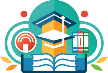 Naklejka premium Education Graduation Books Learning Knowledge