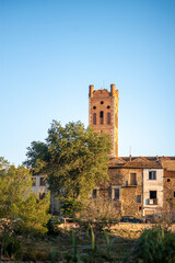 Fototapeta premium the bell tower of the church of Rivesaltes