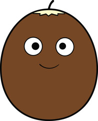 Brown Coconut on White Background Cartoon Vector Illustration