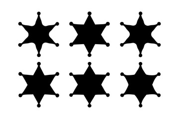 set of six-pointed star badges black silhouette vector illustration