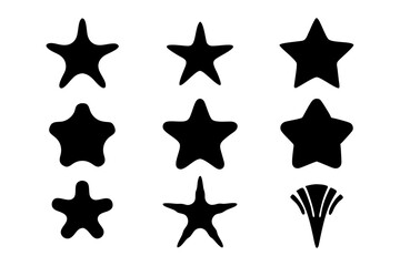 set of stylized black stars with streaks black silhouette vector illustration